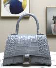 Сумка Balenciaga Hourglass Top Handle Bag Grey Crocodile
