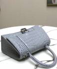 Сумка Balenciaga Hourglass Top Handle Bag Grey Crocodile