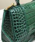 Сумка Balensiaga Hourglass Top Handle Bag Dark Green Crocodile