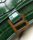 Сумка Balensiaga Hourglass Top Handle Bag Dark Green Crocodile