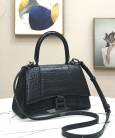 Сумка Balenciaga Hourglass Top Handle Bag Black Crocodile