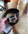 Двосторонній шкіряний ремінь Hermes Black