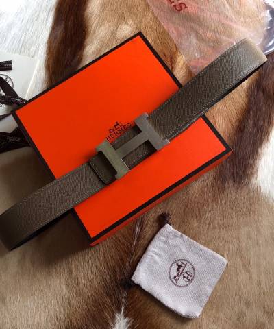 Шкіряний ремінь Hermes Khaki