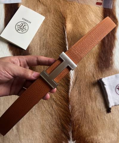 Шкіряний ремінь Hermes Brown