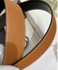 Шкіряний ремінь Hermes Brown Leather Silver Hardware H Logo