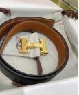 Шкіряний ремінь Hermes Brown Leather Gold Hardware H Logo