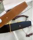 Шкіряний ремінь Hermes Brown Leather Gold Hardware H Logo