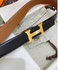 Шкіряний ремінь Hermes Brown Leather Gold Hardware H Logo