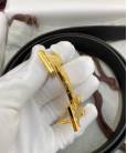 Шкіряний ремінь Hermes Black Leather Gold Hardware H Logo