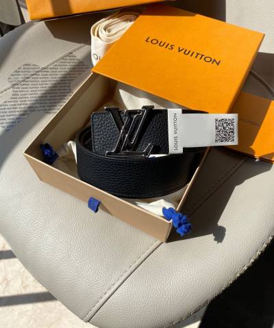 Ремінь Louis Vuitton Black Leather LV Initiales Belt