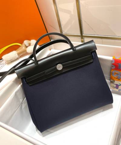Сумка Hermes Herbag Zip 31 Bag Blue Indigo / Black Toile