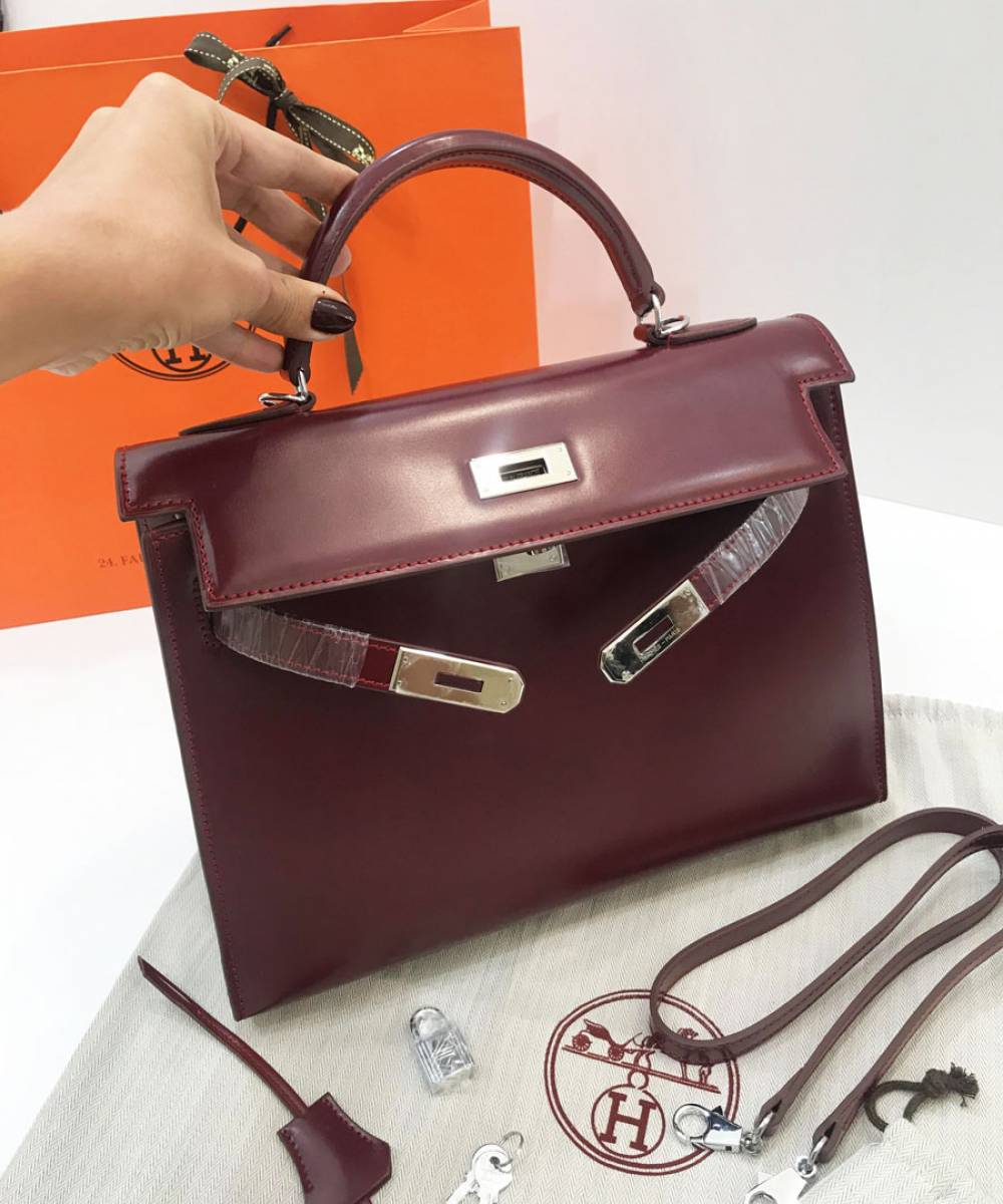 Hermes Kelly Burgundy 32 cm