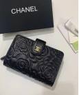 Гаманець Ch*nel Camellia Black Embossed French Wallet