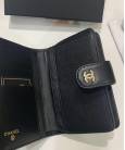 Гаманець Ch*nel Camellia Black Embossed French Wallet