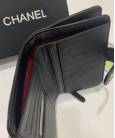 Гаманець Ch*nel Camellia Black Embossed French Wallet